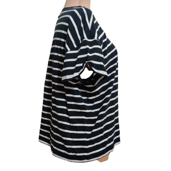 Free Assembly XXL Striped T-Shirt Black White Boxy Fit Soft Casual Cotton Tee - Picture 3 of 7